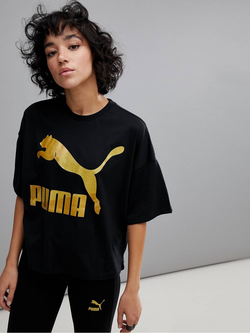 Puma T-Shirt Glam Cotton Relaxed Metallic-Logo Exclusive Style